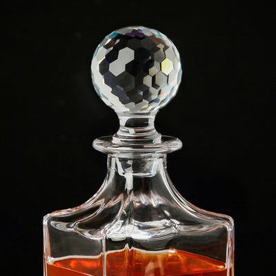 Carson Whiskey Decanter with Golf-style Faceted Crystal Stopper