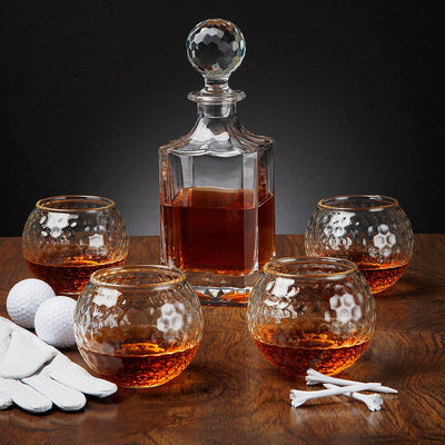 Par Excellence Whiskey Decanter Set with Golf Ball Whiskey Glasses