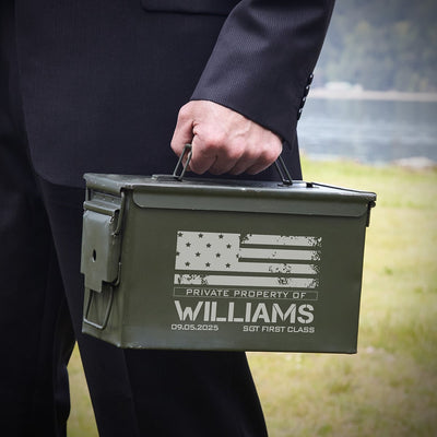 Personalized 50 Caliber Ammo Box Can