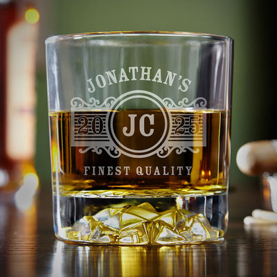 Personalized Decanter Set with Glacier Whiskey Glasses - Handcrafted Wood Gift Box