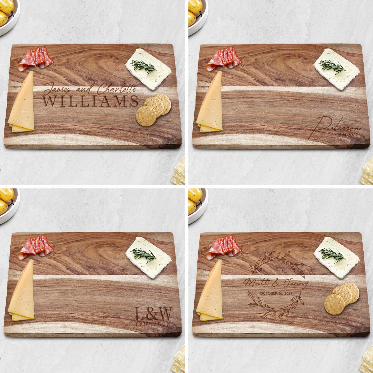 Personalized Exotic Hardwood 15x10x1 Charcuterie Cutting Board