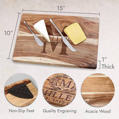 Personalized Exotic Hardwood 15x10x1 Chacuterie Cutting Board