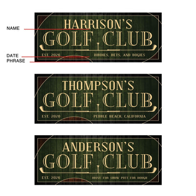 Personalized Golf Club Sign, Custom Golf Gift