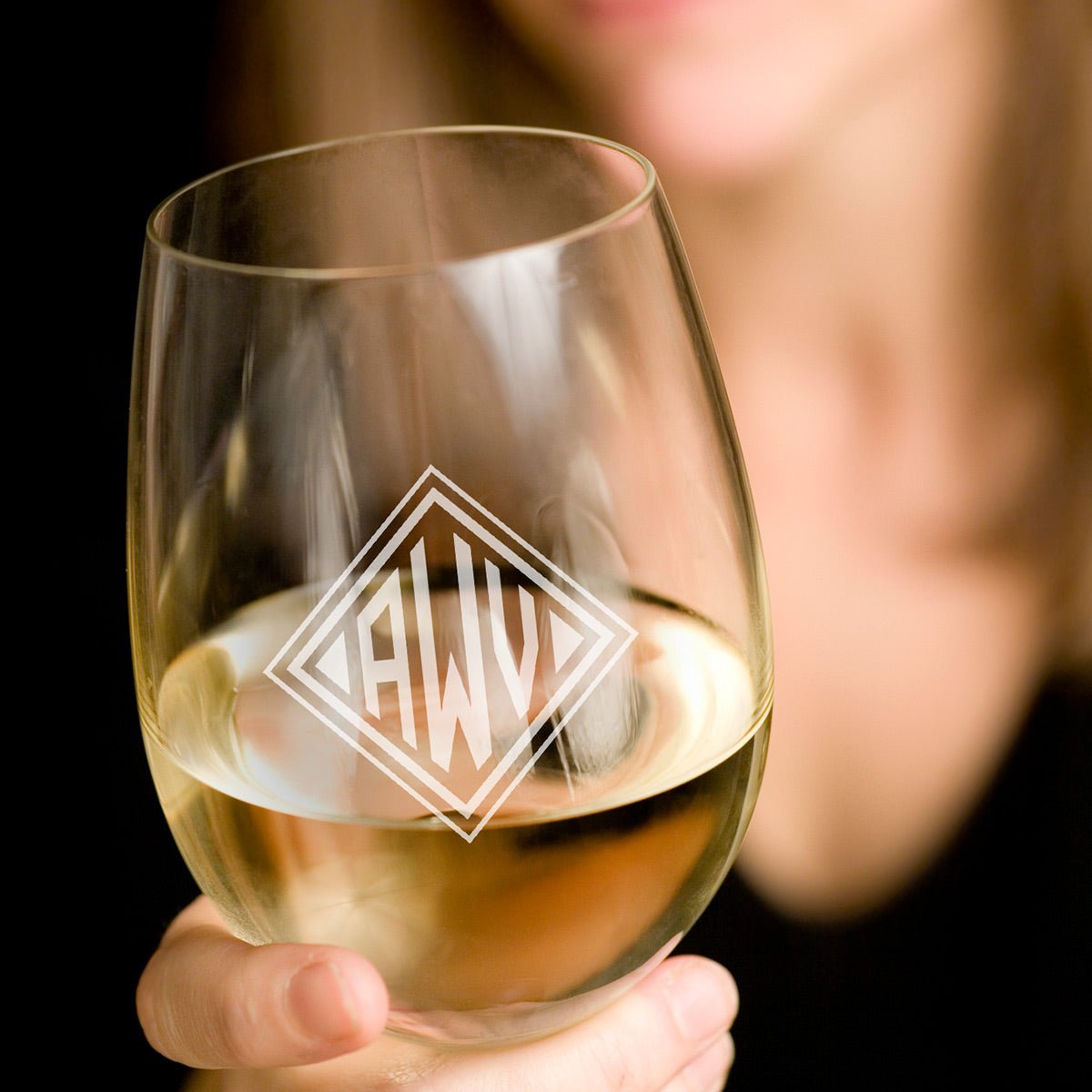 Personalized Stemless White Wine Glasses, Set of 4