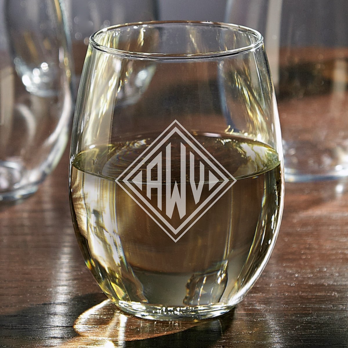 Personalized Stemless White Wine Glasses, Set of 4