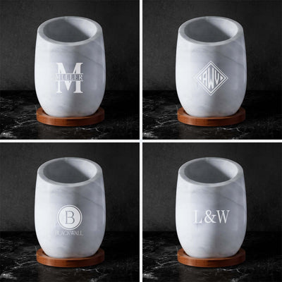 marble wine chiller - name and initials design options