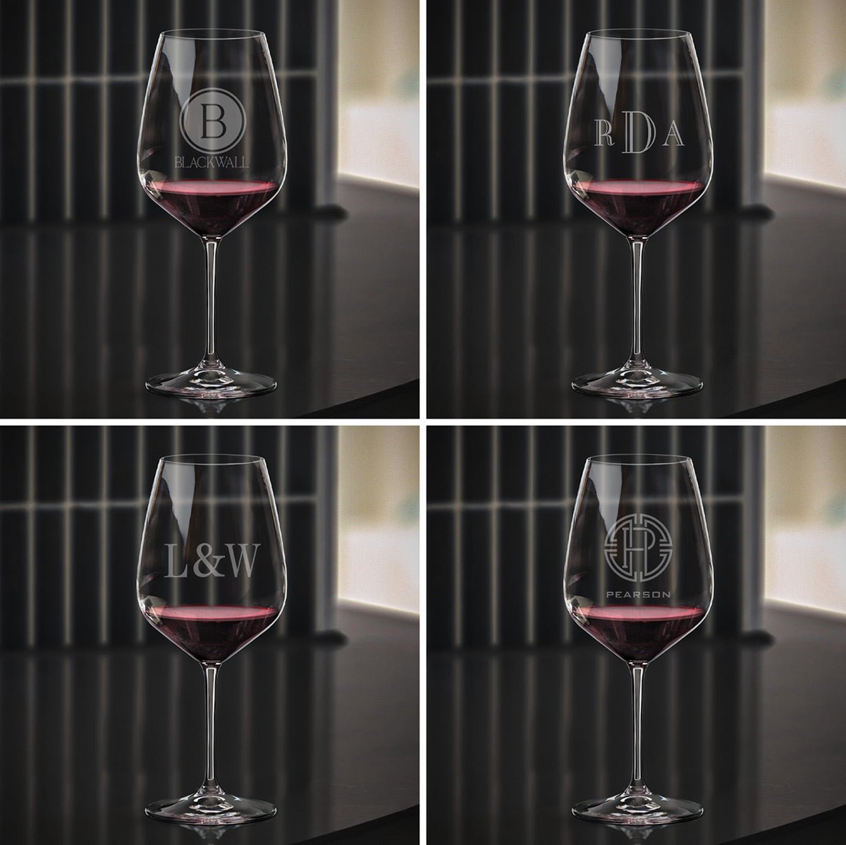 Riedel Wine Glasses, Engraved, Set of 4 - Cabernet/Red Wine Glasses