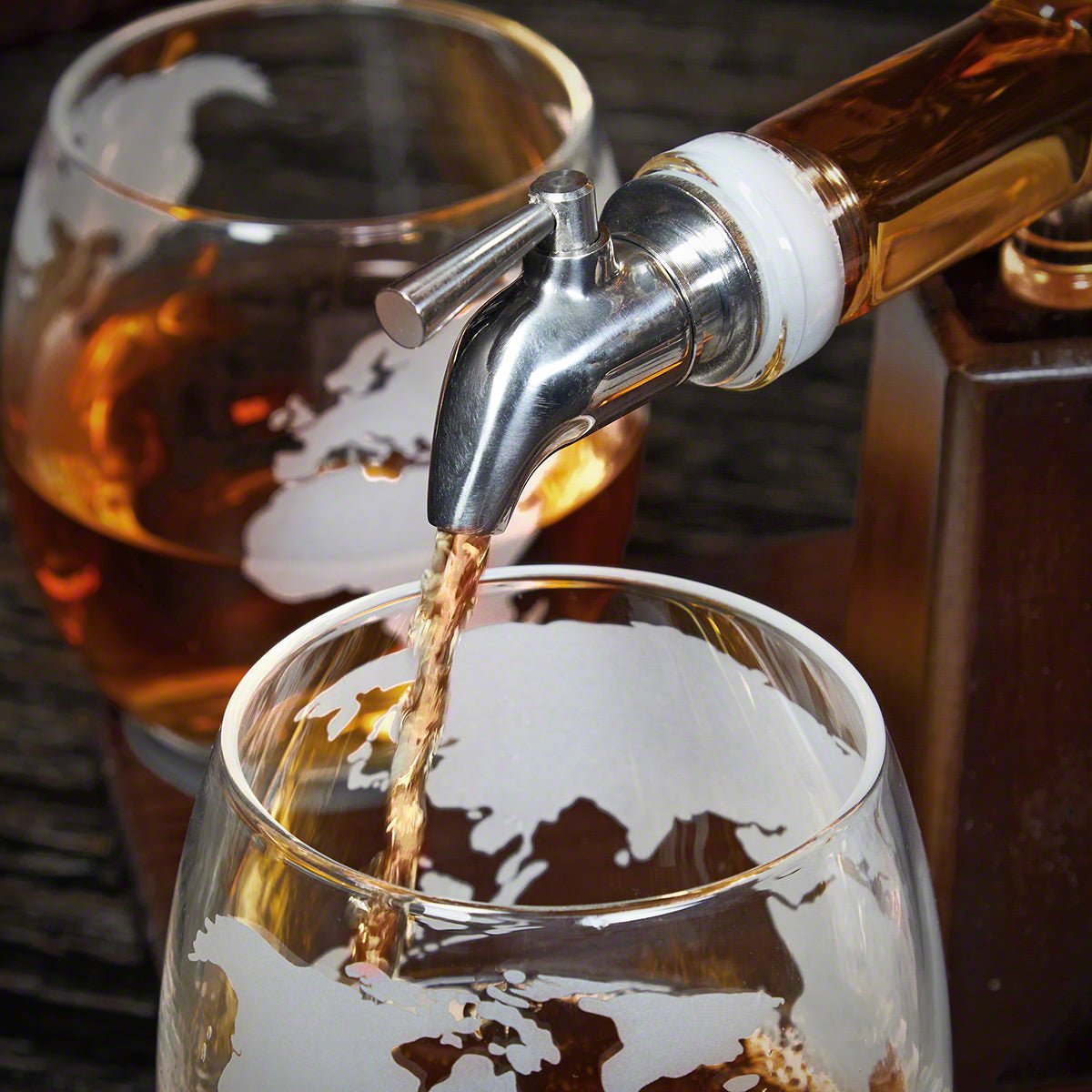 Sail Away Ship Whiskey Decanter Set with 4 Globe Glasses