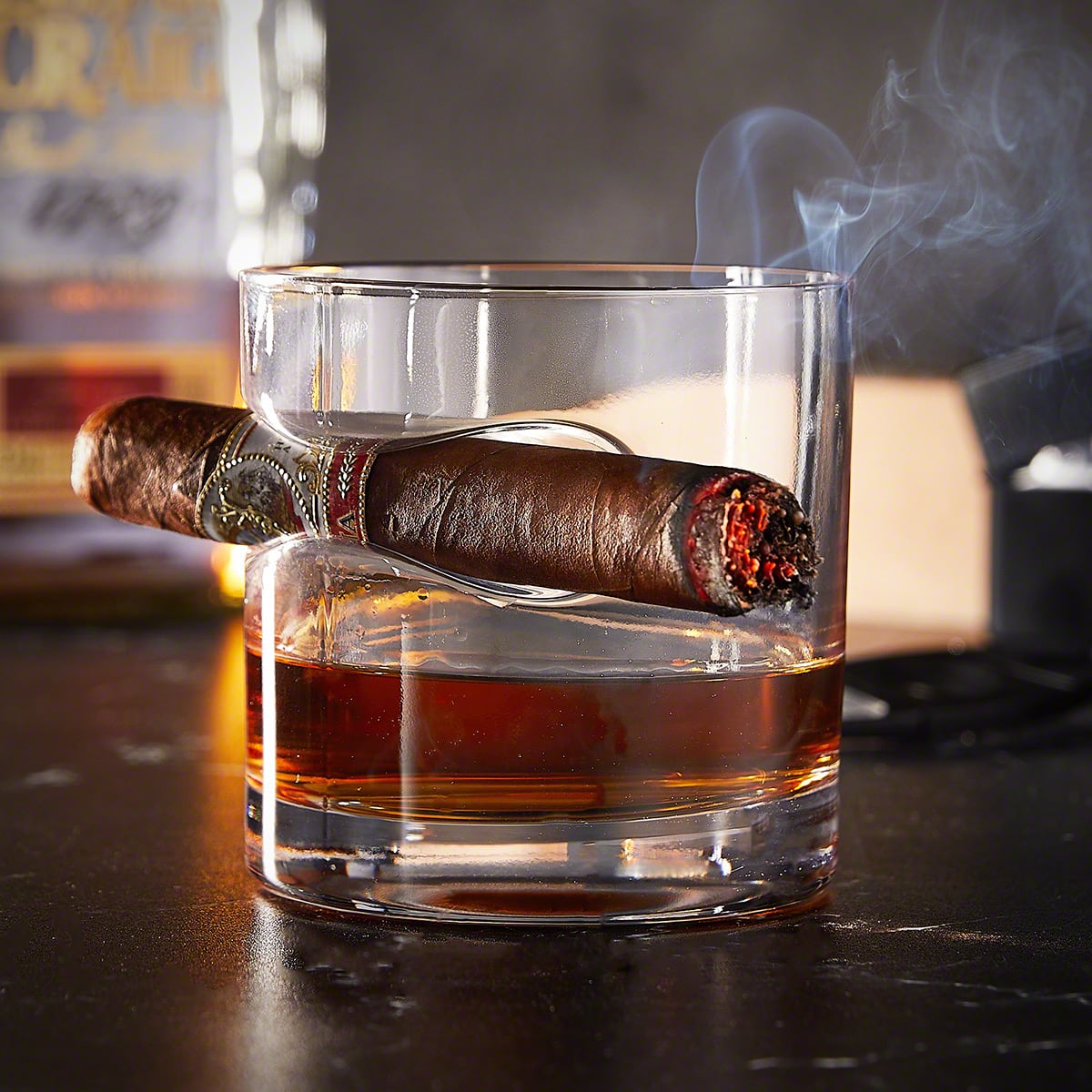 Santiago Cigar Humidor with Custom Cigar Glasses and Accessories