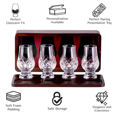 Stanton Cut Glencairn Crystal Glasses + Travel Whiskey Tasting Set
