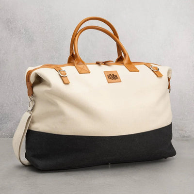 Strathmoor Weekender Travel Bag Tote for Women, White & Black