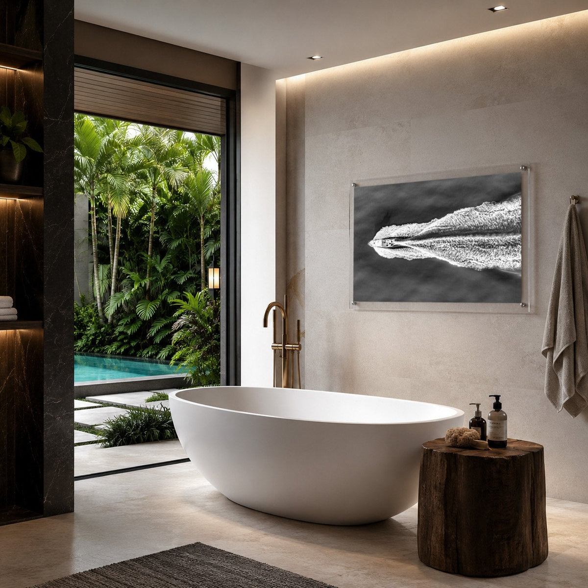 The Getaway Black & White Acrylic Wall Art Print - Horizontal