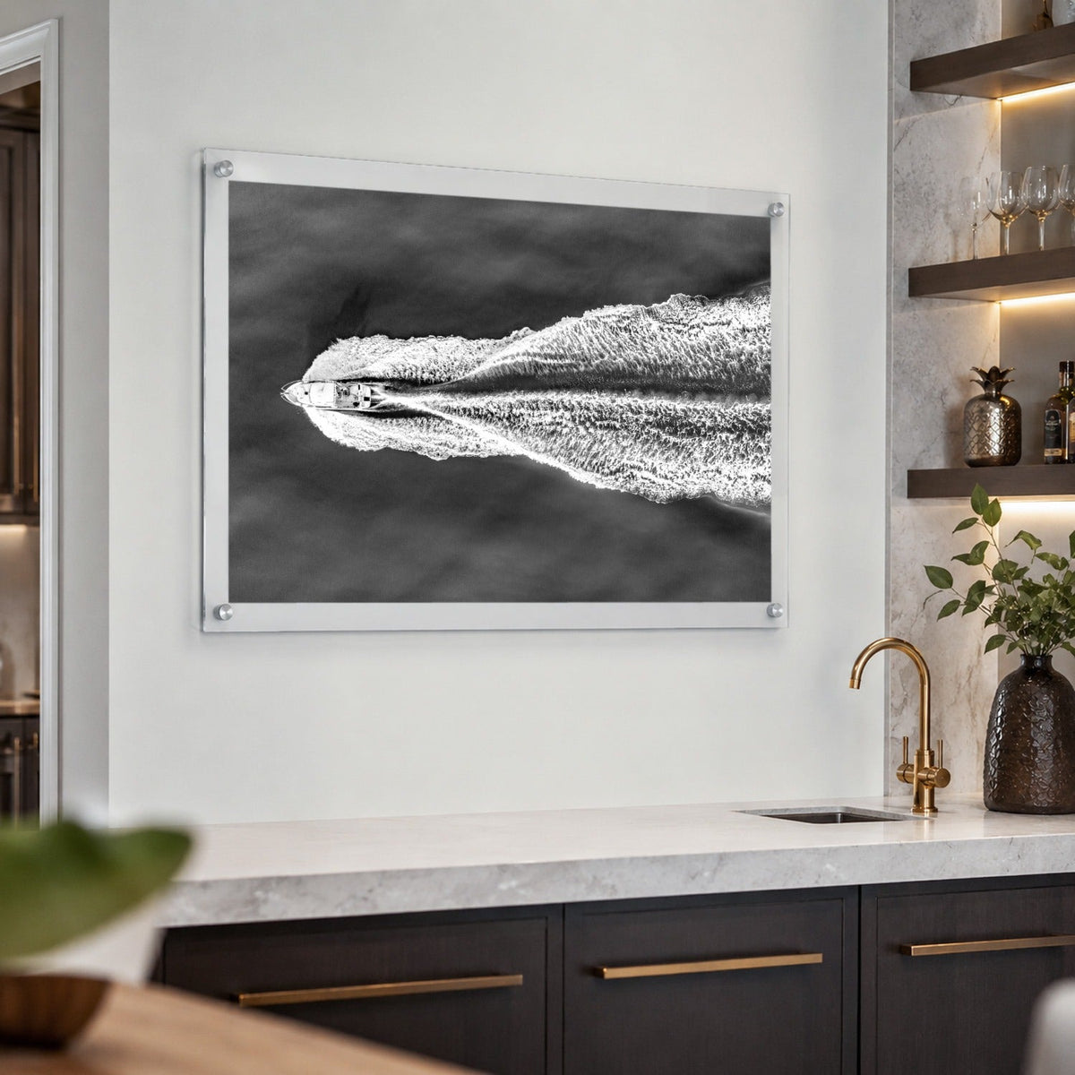 The Getaway Black & White Acrylic Wall Art Print - Horizontal