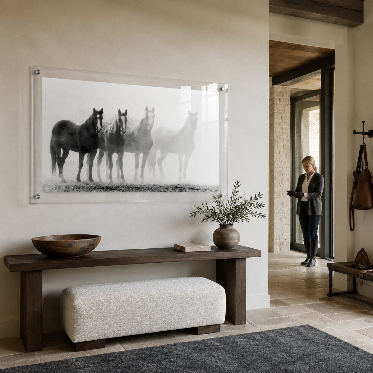 Through the Mist Black & White Acrylic Wall Art Print
