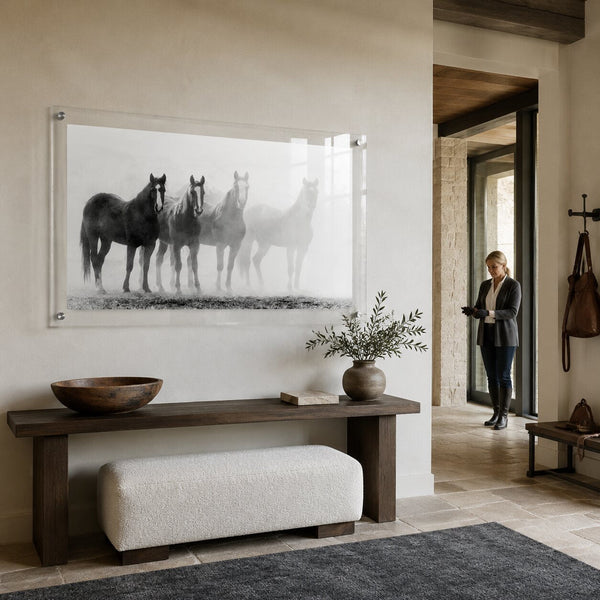 Through the Mist Black & White Acrylic Wall Art Print