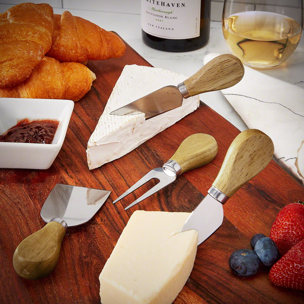 Trieste Engraved Charcuterie Board Set with Cheese Knife Set