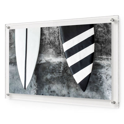 Twin Fins Black & White Acrylic Wall Art Print