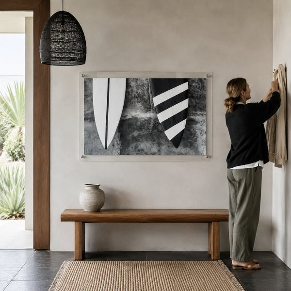 Twin Fins Black & White Acrylic Wall Art Print