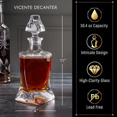 Vicente Custom Whiskey Decanter - Twist Liquor Decanter details and measurements
