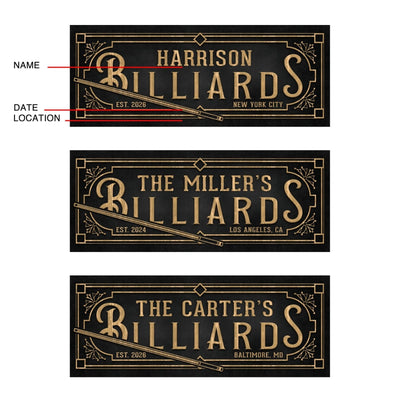 Vintage Personalized Billiards Sign