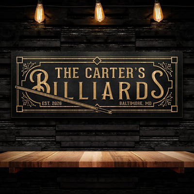 Vintage Personalized Billiards Sign