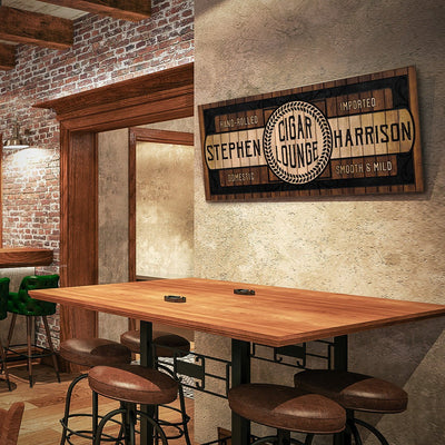 Vintage Wooden Custom Cigar Lounge Sign