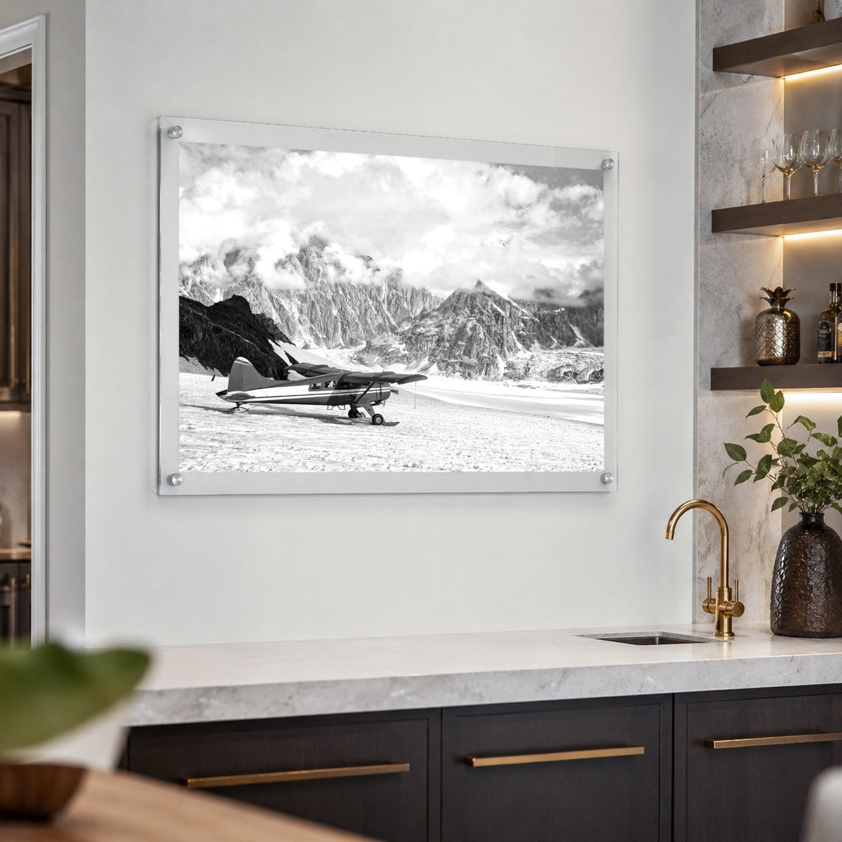 Where Adventure Begins Black & White Acrylic Wall Art Print
