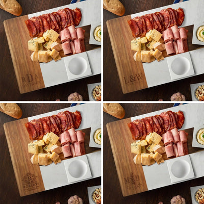 Winslow Appetizer Charcuterie Board with Condiment Bowls, White