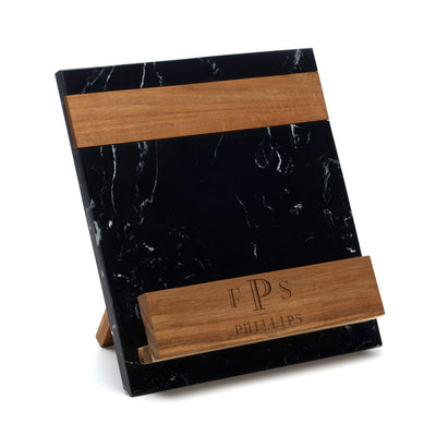 Winslow Custom Cookbook Stand - Black Marble & Wood