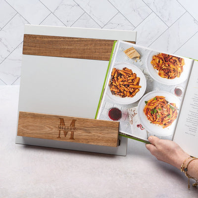 Winslow Custom Cookbook Stand - White Marble & Wood